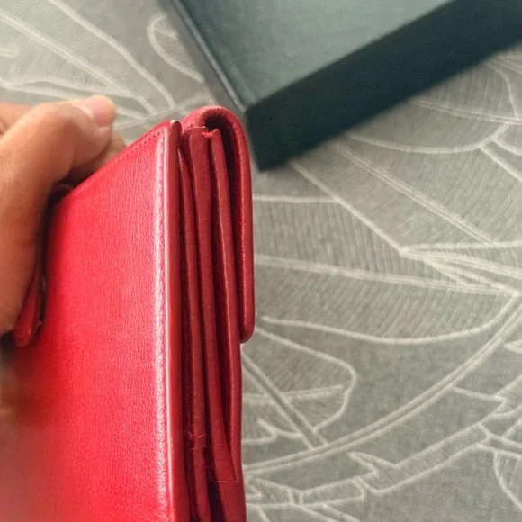 Red Leather Camellia Wallet